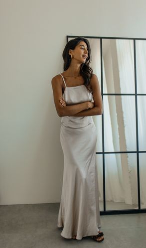 Юбка шелковая Teya макси серебро