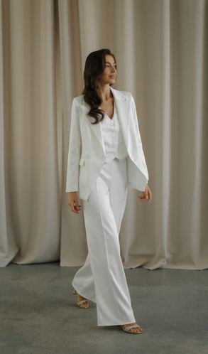 Свадебный Костюм Тройка SWAN нарядный из костюмного атласа 