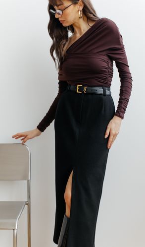 Юбка KIRA зимняя макси из шерсти диагональ