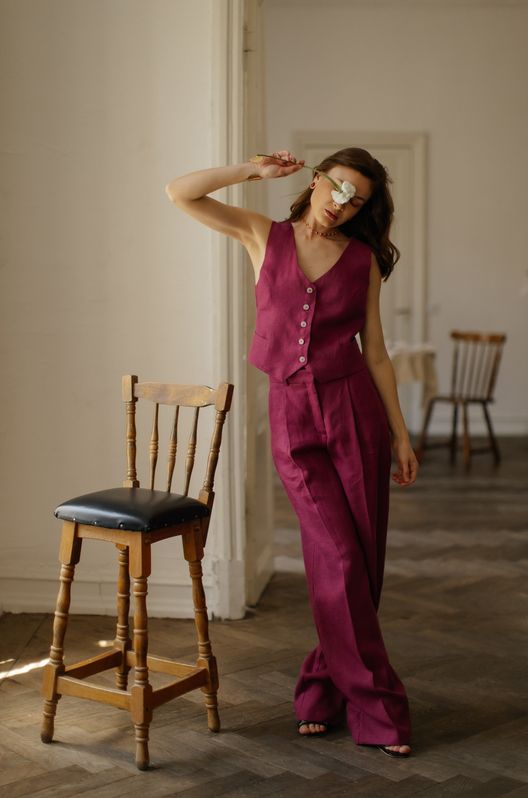 Брюки лляні MOROCCO Вишневий