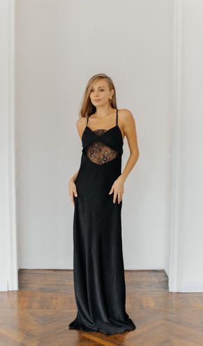 Коктейльна шовкова сукня MOLLY максі з мереживом 