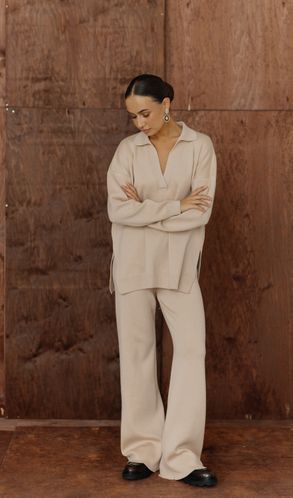 В'язаний повсякденний костюм SENSE Штани та Светр поло