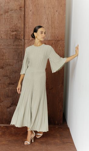 В'язане плаття RIENNA з рукавом 3/4 в довжині міді Оливкова