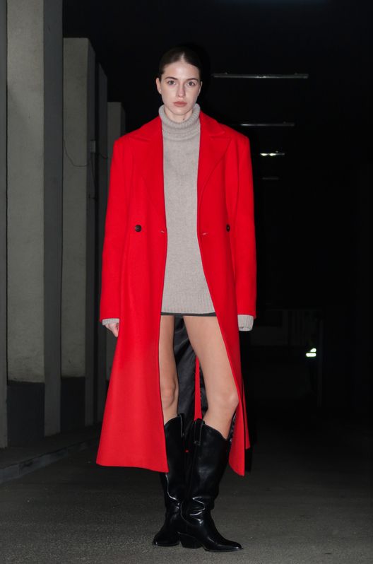 Кашемірове Пальто BROOK приталене з акцентними плечима Червоний