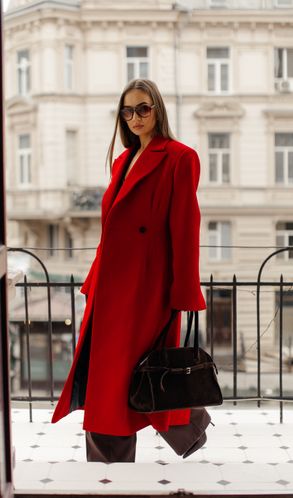 Кашемірове Пальто BROOK приталене з акцентними плечима Червоний