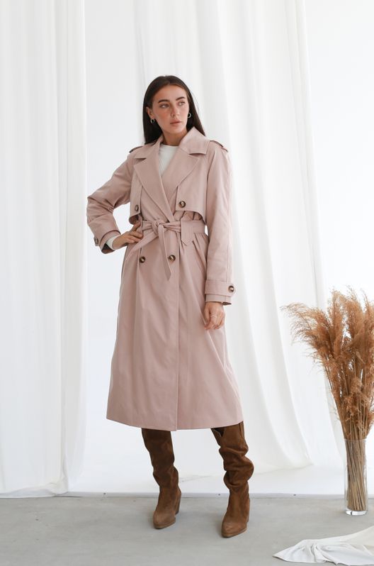 Тренч CLASSIC двубортный средней длины под пояс