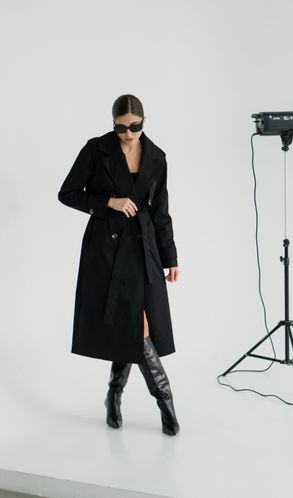 Тренч CLASSIC двубортный средней длины под пояс