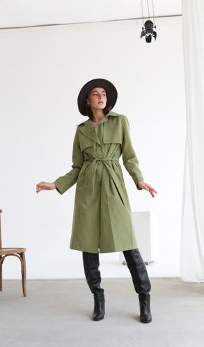 Тренч однобортный WENDY Оливковый