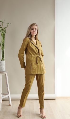 Костюм из натурального льна Сафари Оливковый