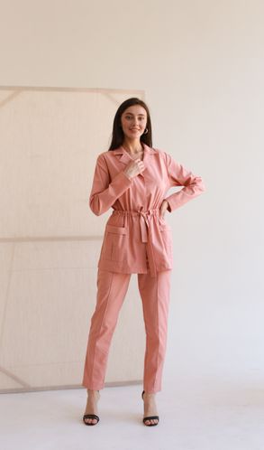 Костюм из натурального льна Сафари Персиковый