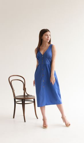 Плаття з натурального льону Коко Синє