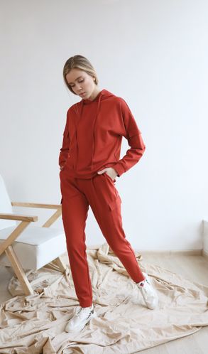 Костюм спортивный из трикотажа Джерси Терракотовый