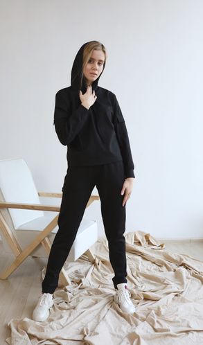 Костюм спортивный из трикотажа Джерси Черный