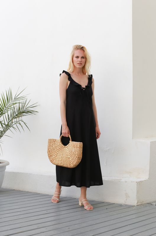 Сарафан из натурального льна Греция Черный